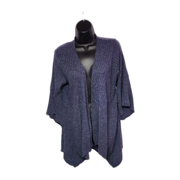 Relativity Women's XL Bell Sleeve Cardigan Blue Soft Knit Flowing Long Ribbed - Picture 4 of 10